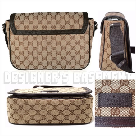 GUCCI brown Original GG Canvas & Leather crossbody flap Shoulder Messenger Bag - Picture 6 of 11